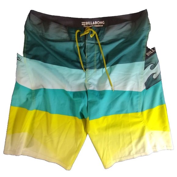 Billabong®🔥Board‎ Platinum Stretch Swim Trunks Yellow Blue Black - Picture 1 of 6